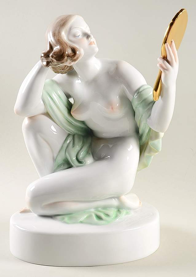 Nudes Nude Woman With Mirror - No Box by Herend-1