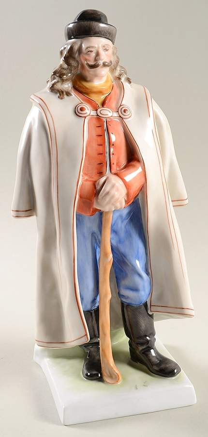 Traditional Hungarian People Man Standing With Stick - No Box by Herend-1