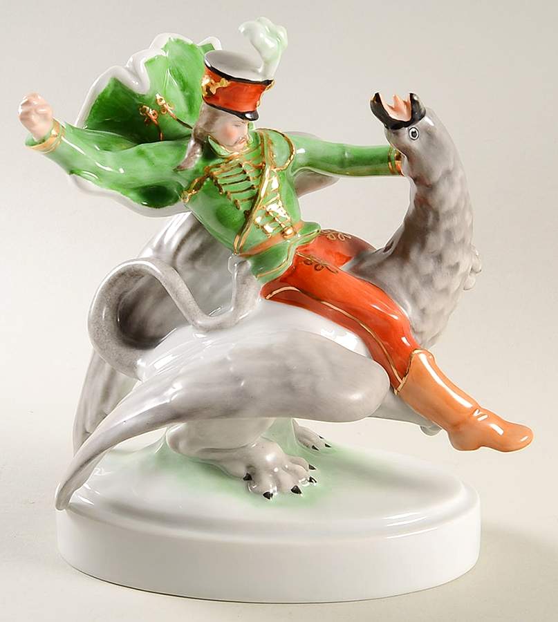 Traditional Hungarian People Soldier Riding Dragon - No Box by Herend-1