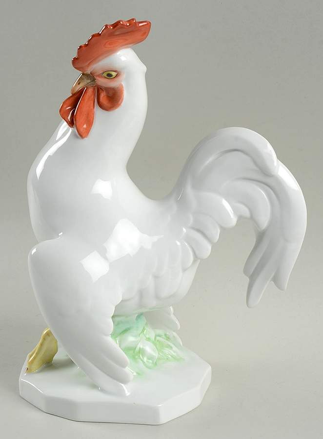 Roosters Large Cocky Rooster-Natural/White - No Box by Herend-1