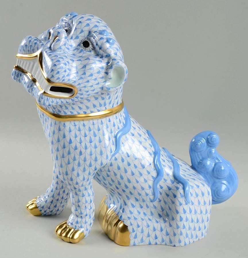 Asian Foo Dog-Blue/Looking Left - No Box by Herend-1
