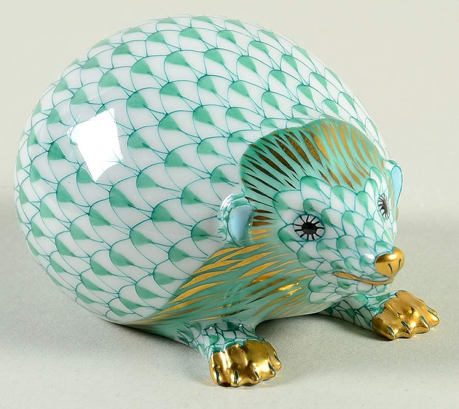 Wild Animals Hedgehog-Green - No Box by Herend-1