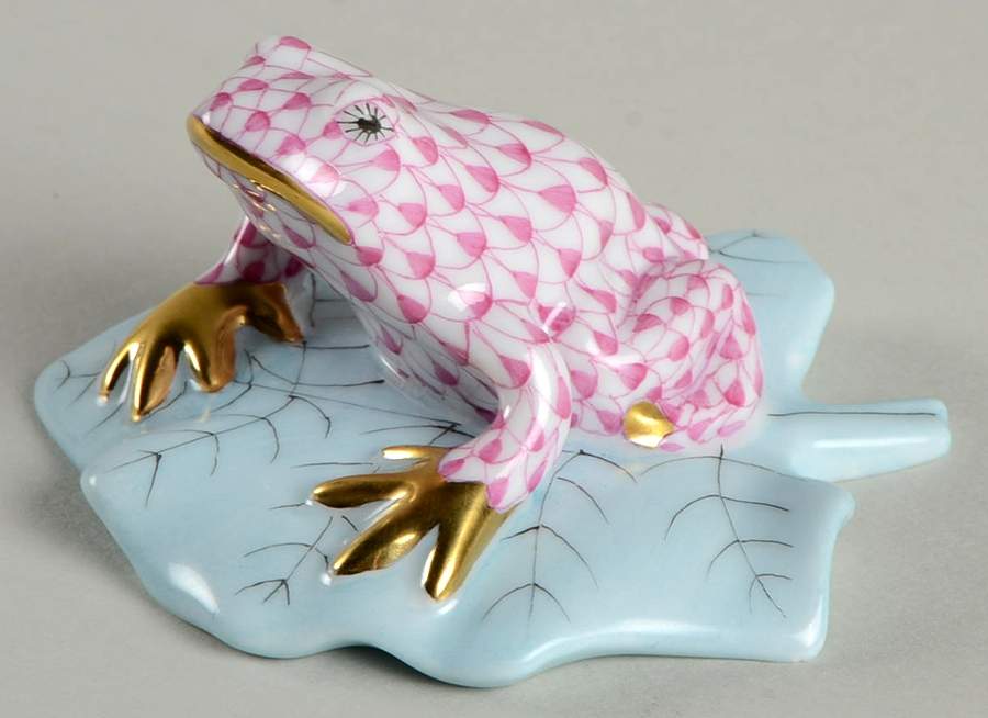 Frogs Frog On Lily Pad-Raspberry - No Box by Herend-1