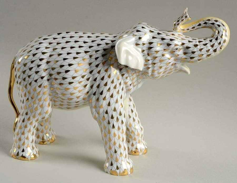Collector's Guild Figurines Asian Elephant-2001 Gold - Boxed by Herend-1