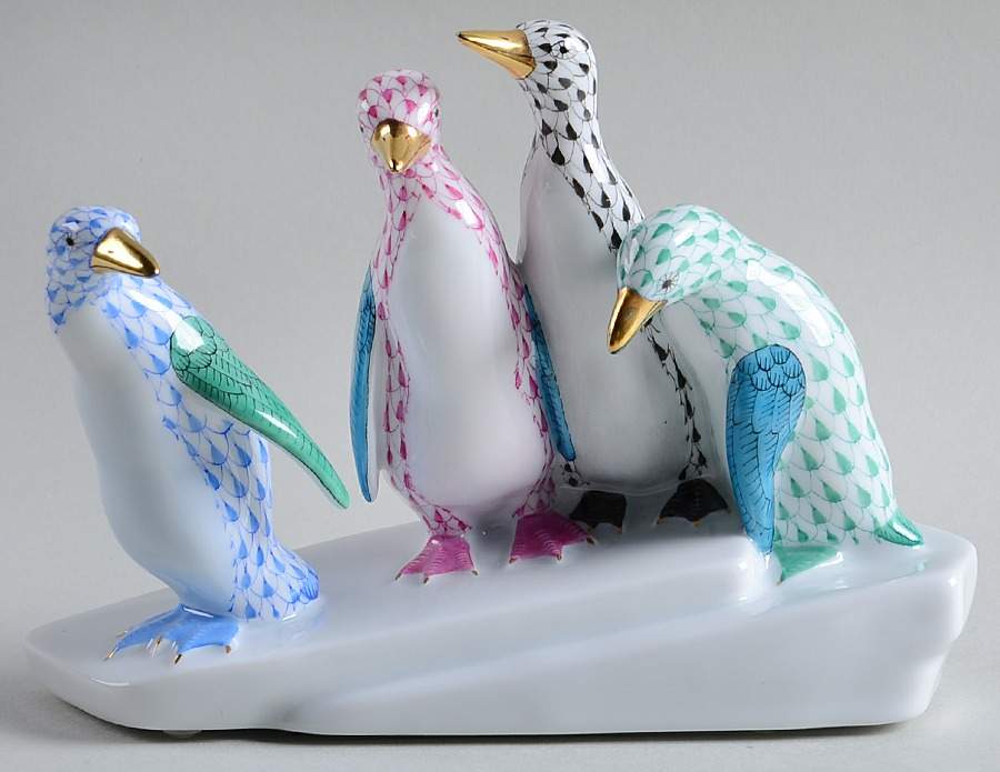 Waterfowl Penguins On Ice-Multicolor - No Box by Herend-1