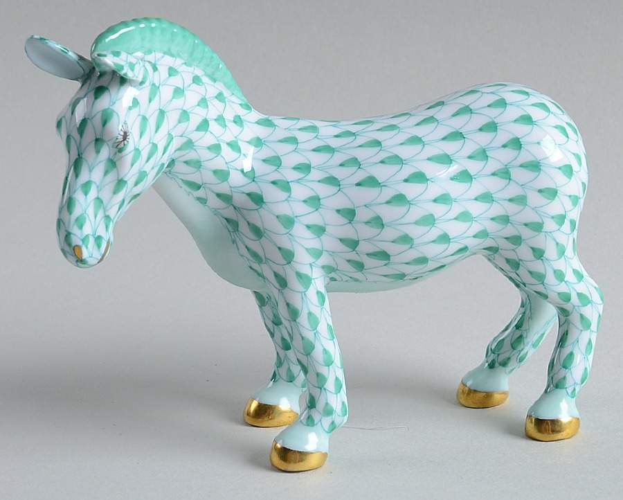 Horses (Equine) Zebra-Green - No Box by Herend-1