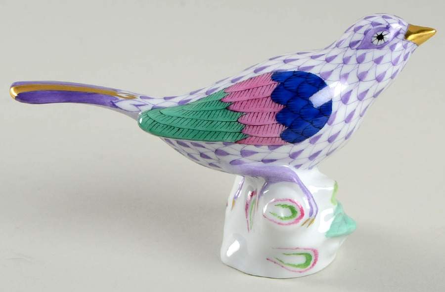 Birds Finch-Lilac - No Box by Herend-1