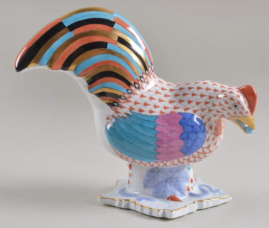 Roosters Rooster Looking Right-Rust - No Box by Herend-1