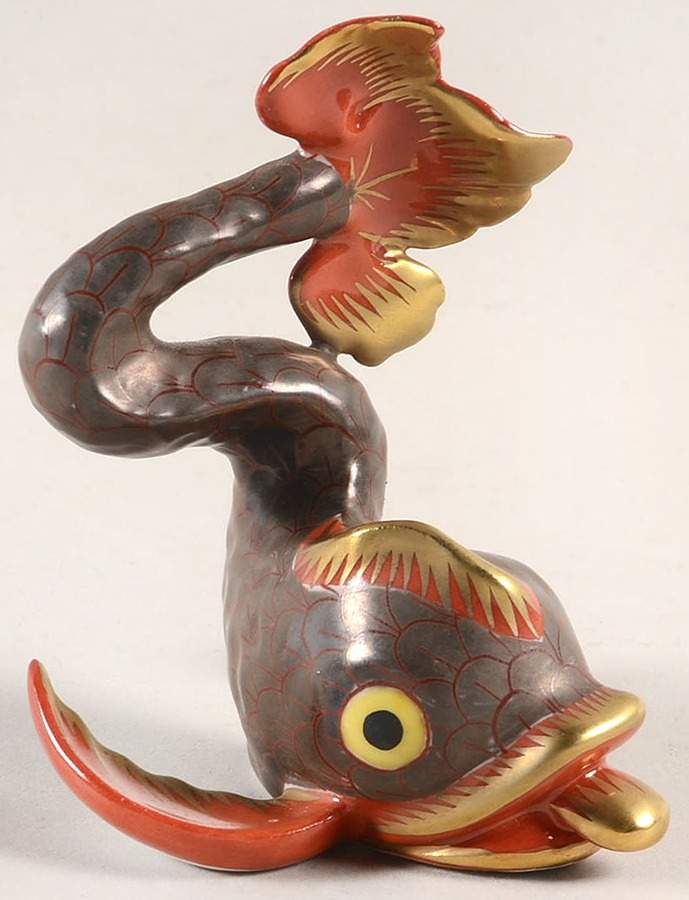 Dolphins Dolphin-Gold/Rust - No Box by Herend-1