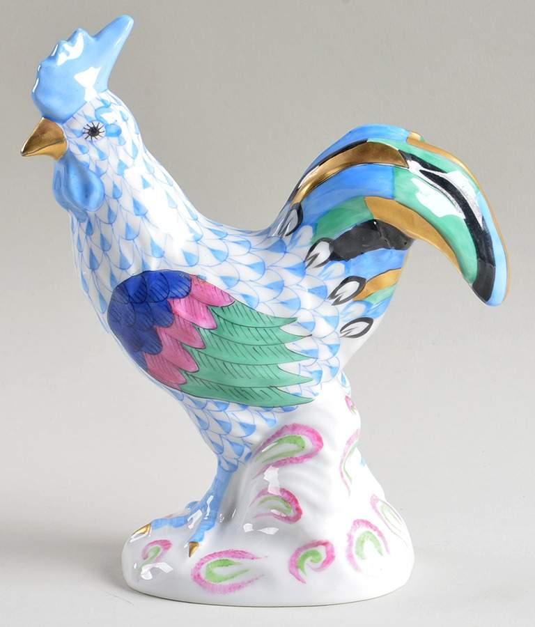 Roosters Rooster-Blue - No Box by Herend-1