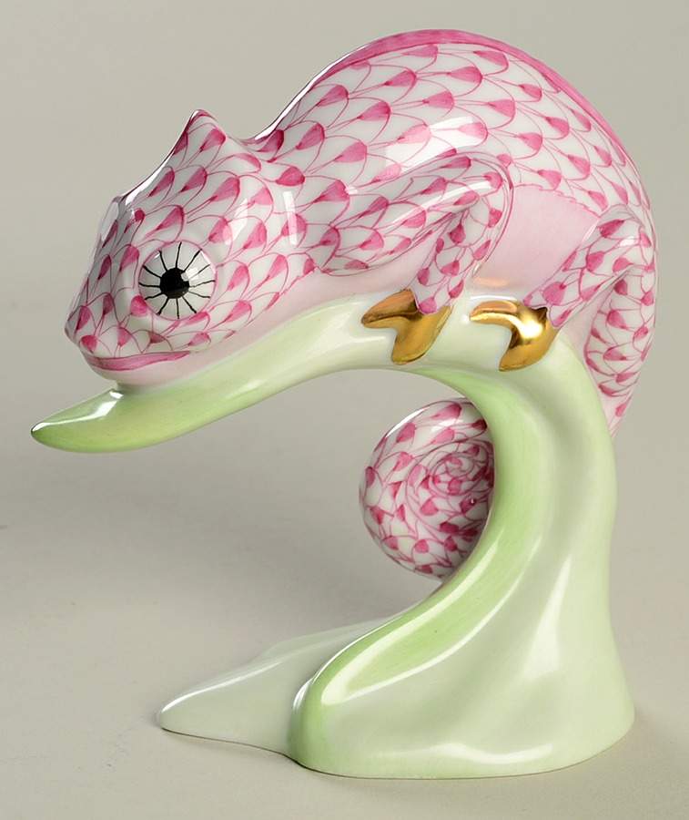 Reptiles-Snakes Chameleon-Raspberry - No Box by Herend-1