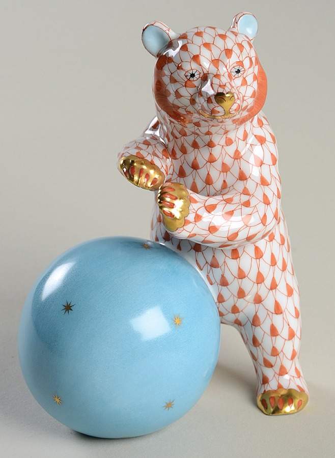 Bears Bear With Ball-Rust - No Box by Herend-1