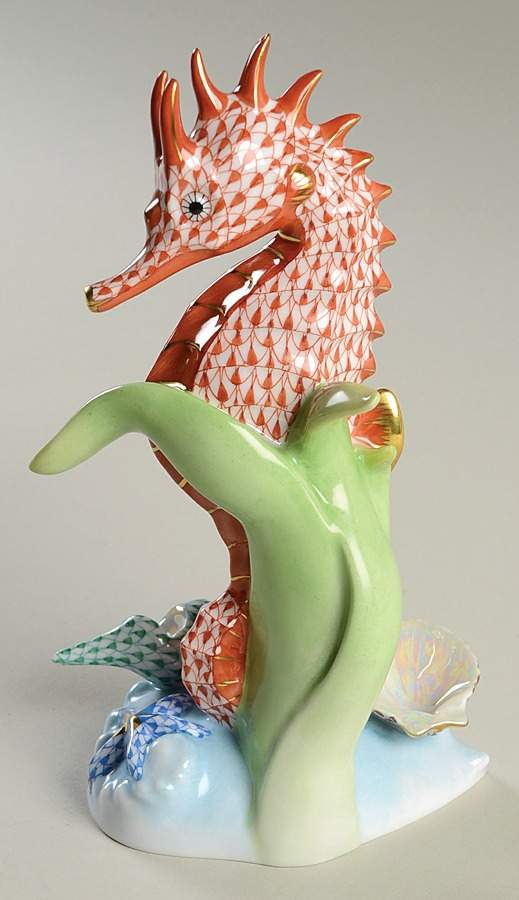 Sea Marine Animals Seahorse-Rust - Boxed by Herend-1