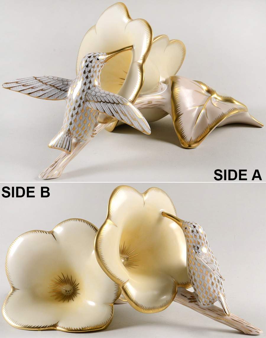 Birds Hummingbird With Flowers-Gold - No Box by Herend-1
