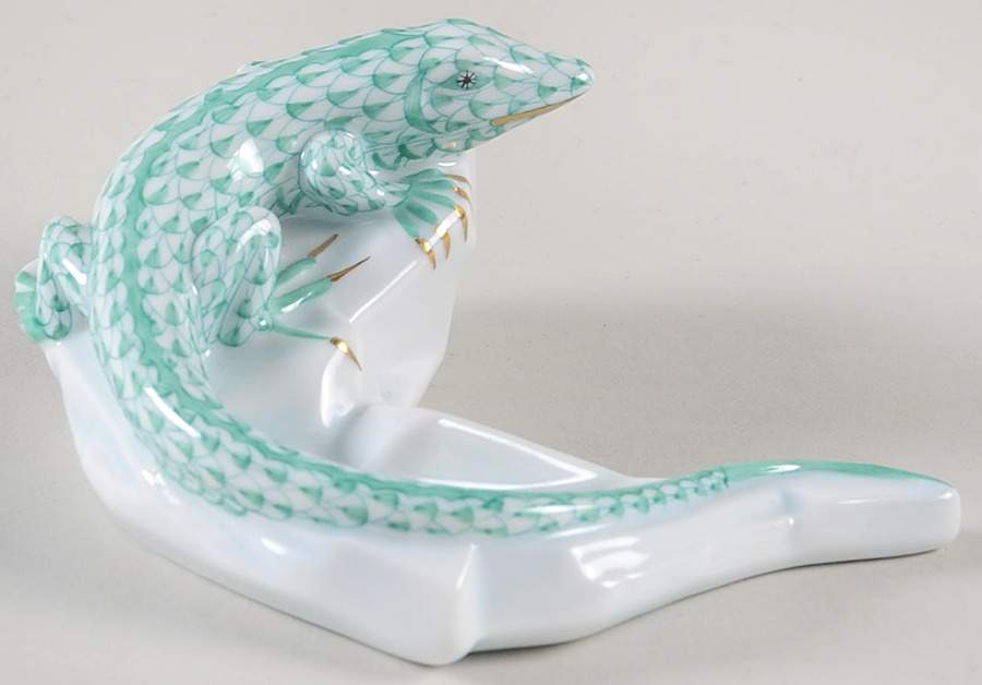 Reptiles-Snakes Lizard-Green - No Box by Herend-1