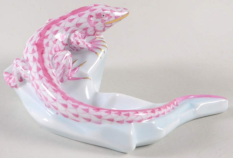 Reptiles-Snakes Lizard-Raspberry - No Box by Herend-1