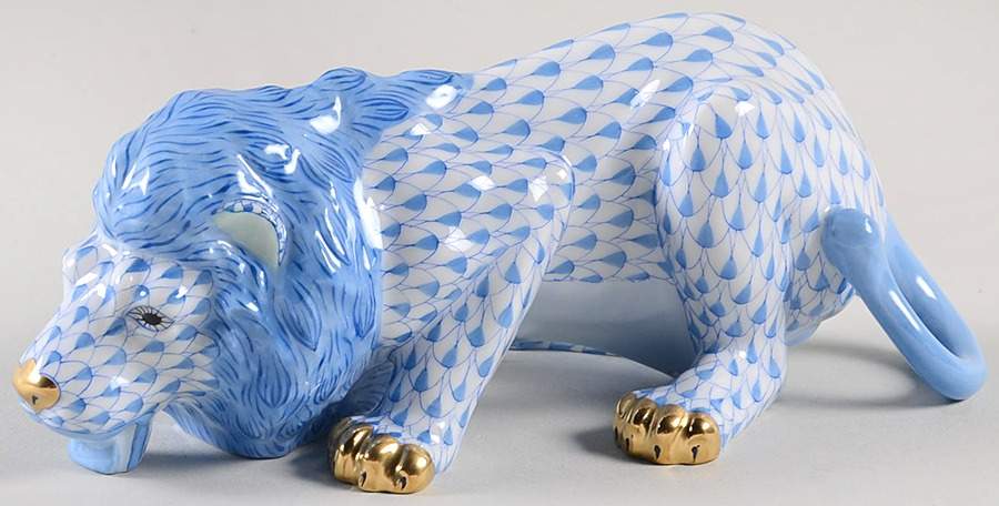Wild Cats Lion-Blue - No Box by Herend-1