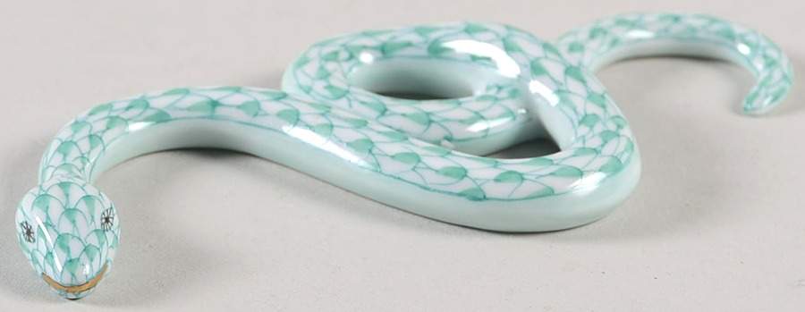 Reptiles-Snakes Garden Snake-Green - No Box by Herend-1