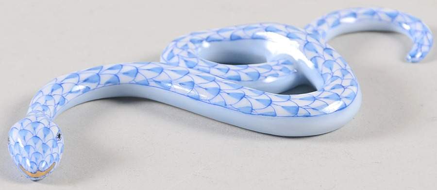 Reptiles-Snakes Garden Snake-Blue - No Box by Herend-1