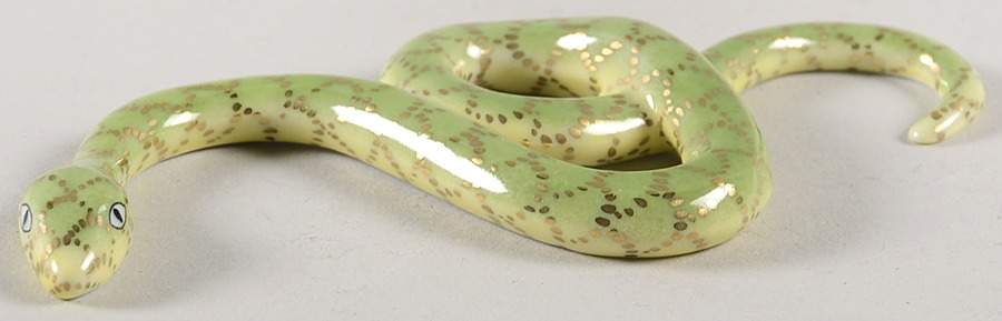Reptiles-Snakes Garden Snake-Key Lime - No Box by Herend-1