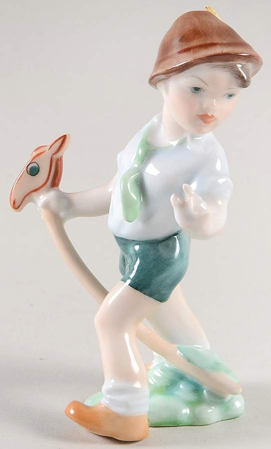 Children Boy Riding Hobby Horse - No Box by Herend-1