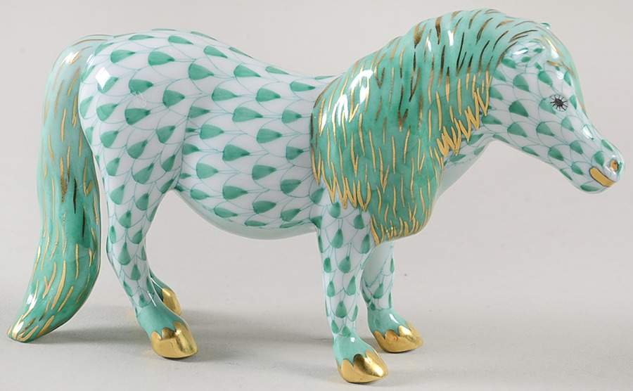 Horses (Equine) Shetland Pony-Green - No Box by Herend-1