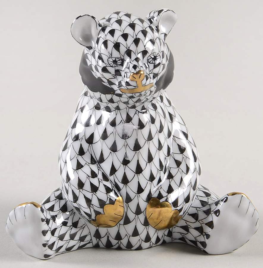 Bears Baby Bear Sitting-Black - No Box by Herend-1