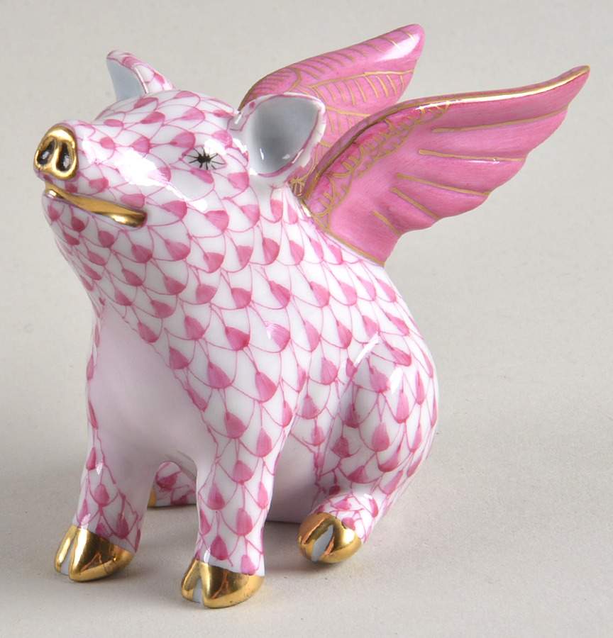 Pigs When Pigs Fly-Raspberry - No Box by Herend-1