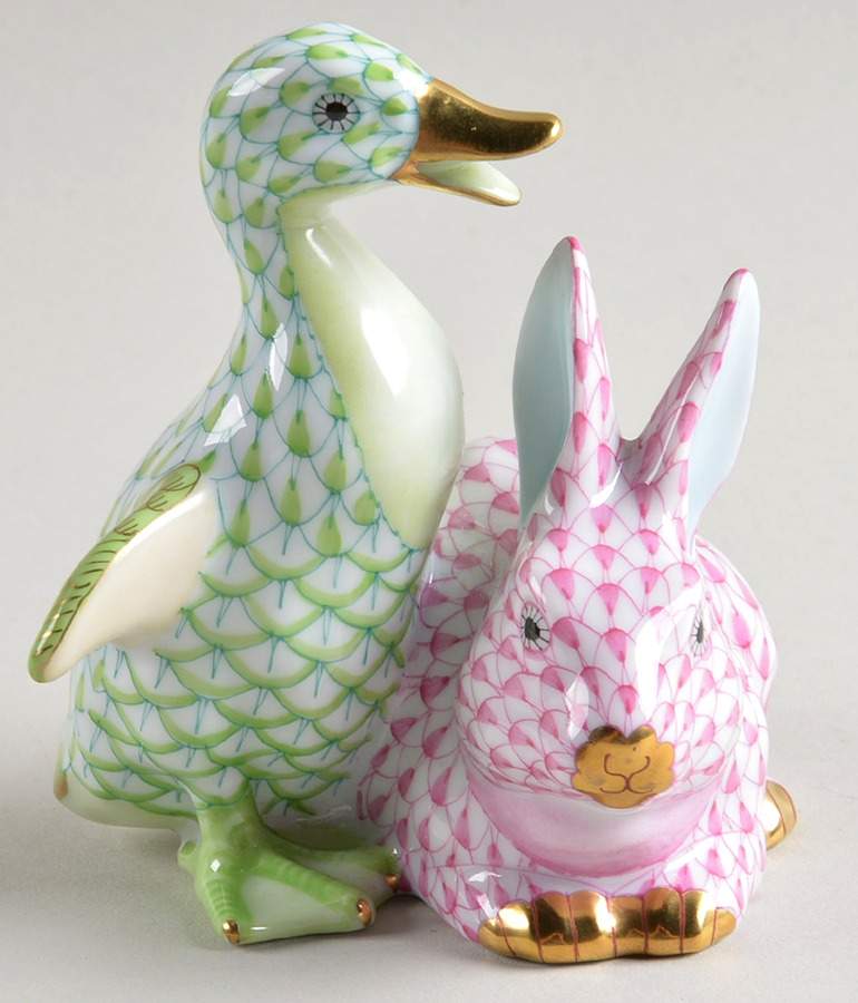 Ducks Duck & Bunny-Key Lime/Raspberr - No Box by Herend-1