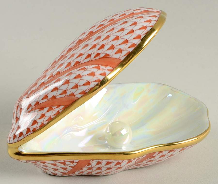 Shells Oyster With Pearl-Rust - No Box by Herend-1