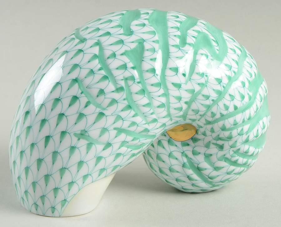 Shells Nautilus Shell-Green - No Box by Herend-1