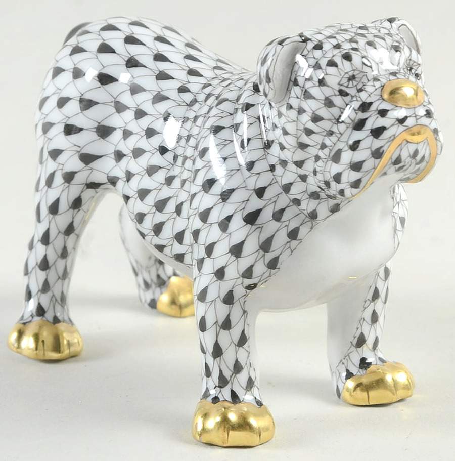 Dogs Bulldog-Black - No Box by Herend-1
