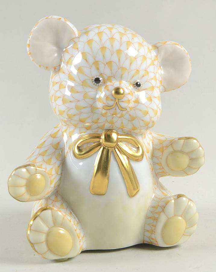 Childrens's Gifts & Toys Teddy Bear Wgold Bow-Butterscotch - No Box by Herend-1