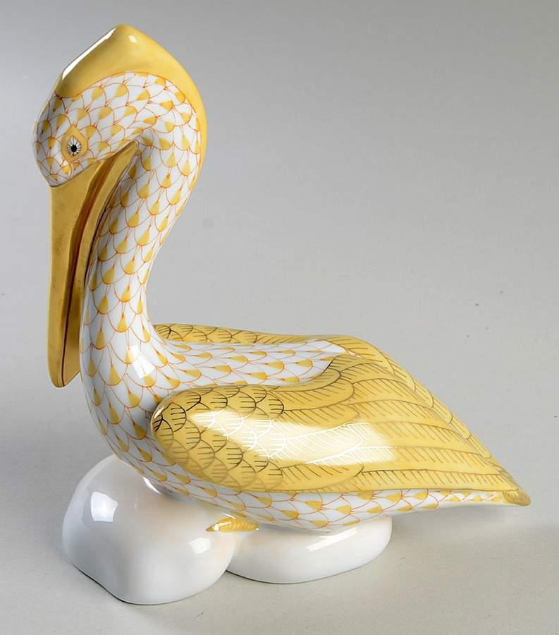 Waterfowl Pelican On Rocks-Butterscotch - No Box by Herend-1