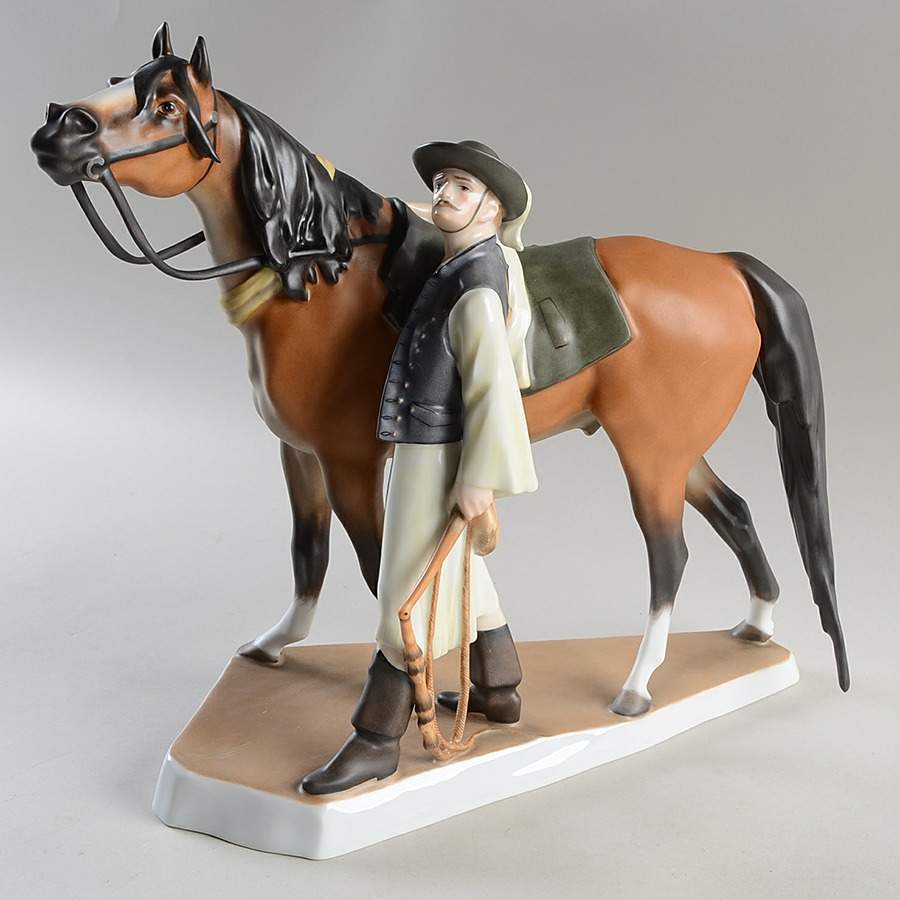 Traditional Hungarian People Horse With Rider - No Box by Herend-1