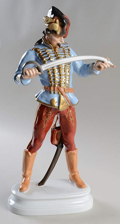 Traditional Hungarian People Hadik Hussar-Large - No Box by Herend-1