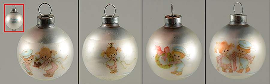 1975 Hallmark Christmas Ornaments Buttons And Bo-Set Of 4 - Boxed by Hallmark Gold Crown-1