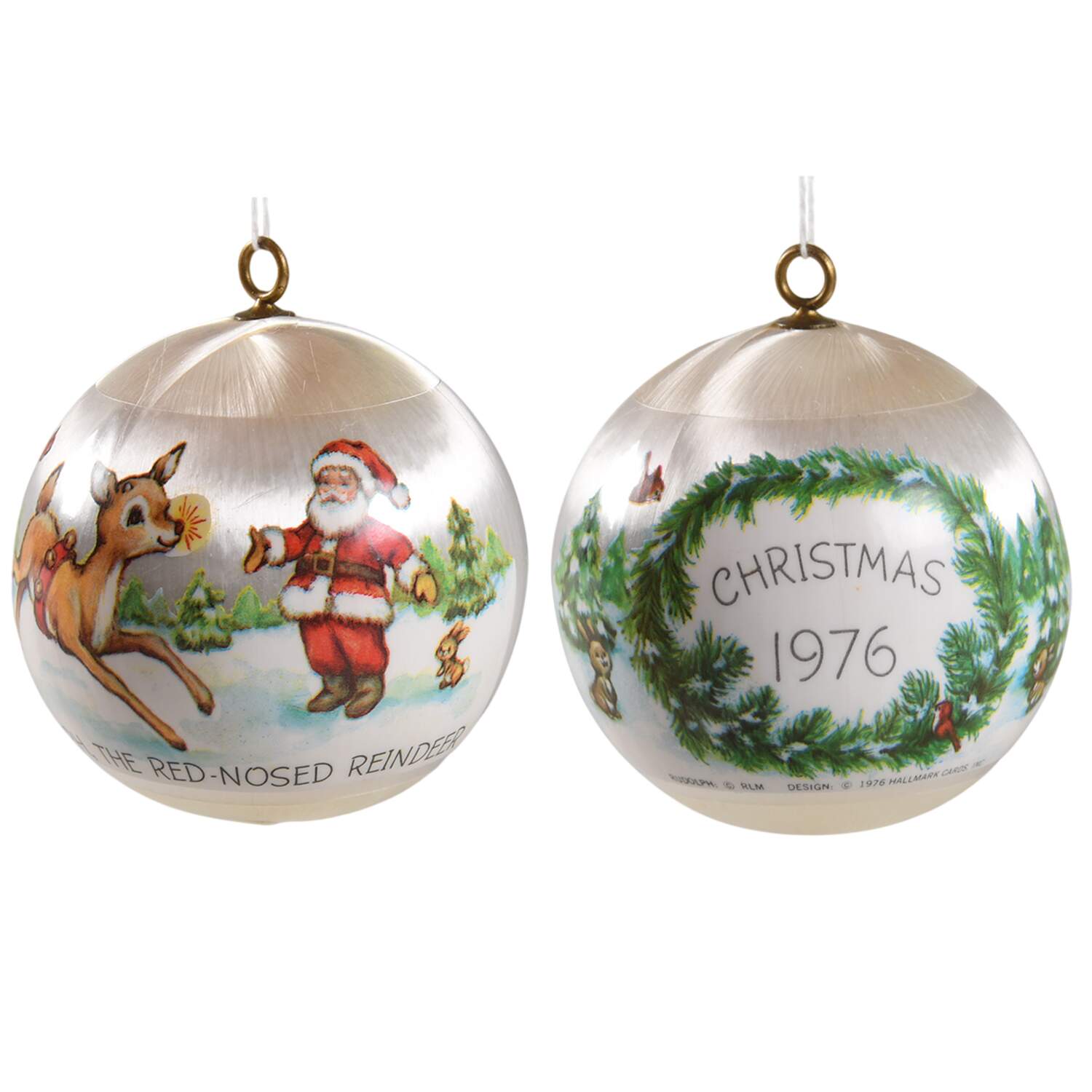 1976 Hallmark Christmas Ornaments Rudolph And Santa - No Box by Hallmark Gold Crown-1