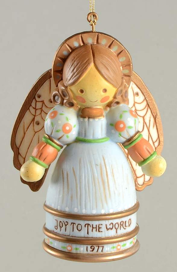 1977 Hallmark Christmas Ornaments Yesteryears-Angel/Joy To The World - Boxed by Hallmark Gold Crown-1