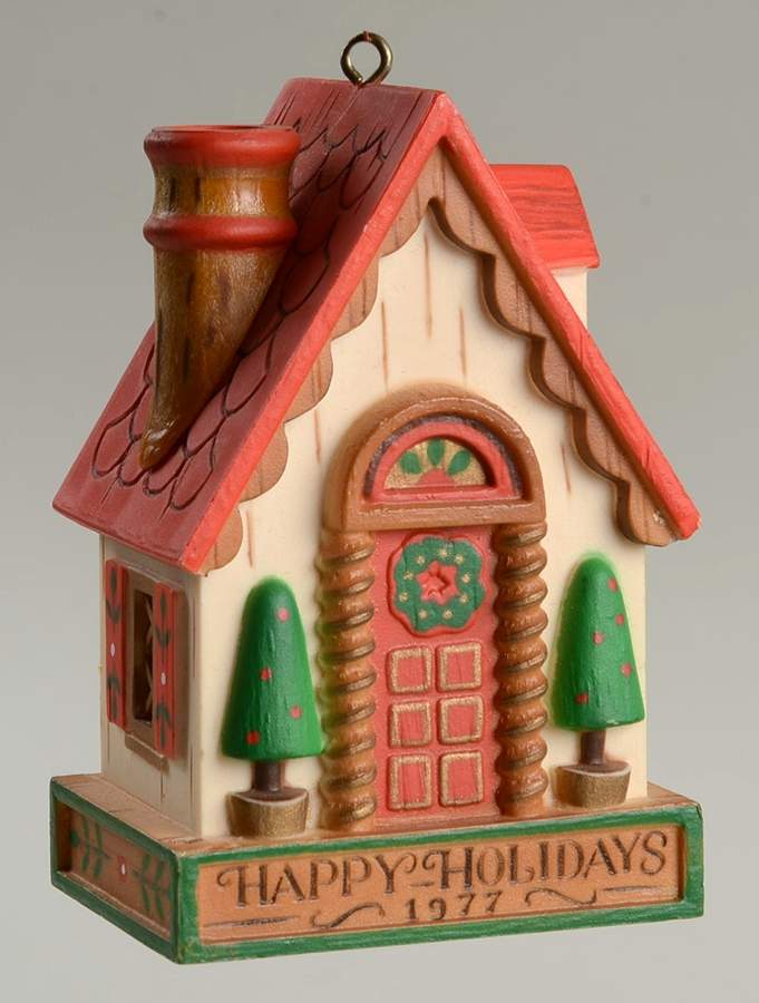 1977 Hallmark Christmas Ornaments Yesteryears-House/Happy Holidays - Boxed by Hallmark Gold Crown-1