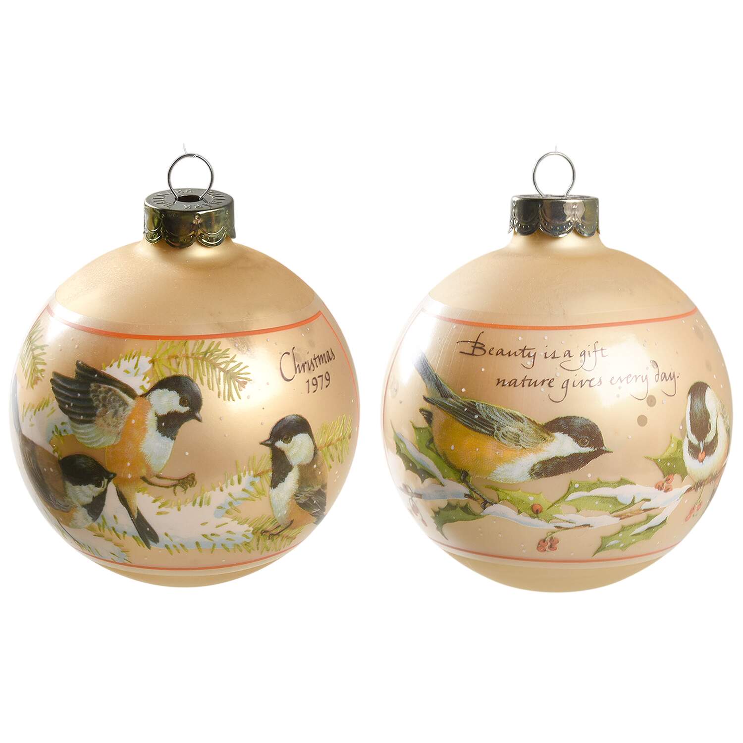 1979 Hallmark Christmas Ornaments Christmas Chickadees - No Box by Hallmark Gold Crown-1