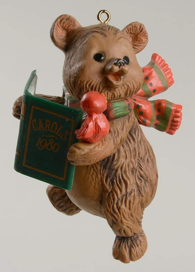 1980 Hallmark Christmas Ornaments Caroling Bear With Book - No Box by Hallmark Gold Crown-1