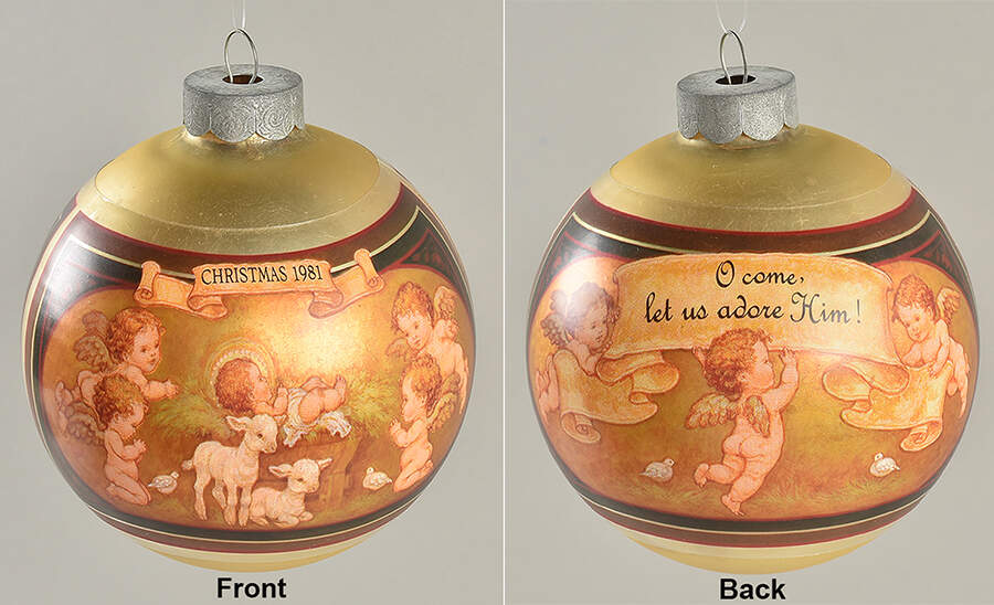 1981 Hallmark Christmas Ornaments Let Us Adore Him - Boxed by Hallmark Gold Crown-1