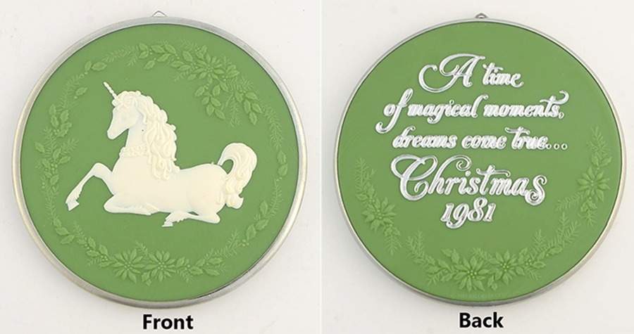 1981 Hallmark Christmas Ornaments Unicorn Cameo-Crown Classics - Boxed by Hallmark Gold Crown-1