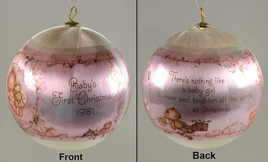 1981 Hallmark Christmas Ornaments Baby's First Christmas-Girl - Boxed by Hallmark Gold Crown-1