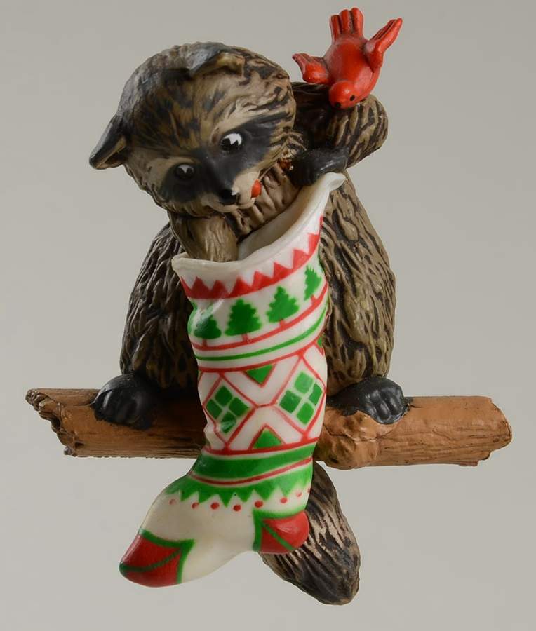 1982 Hallmark Christmas Ornaments Raccoon Surprises - No Box by Hallmark Gold Crown-1