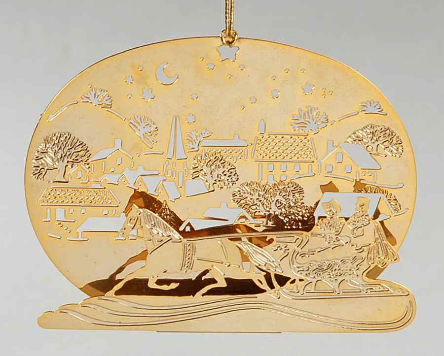 1982 Hallmark Christmas Ornaments Brass Winter Scene-Promo - No Box by Hallmark Gold Crown-1
