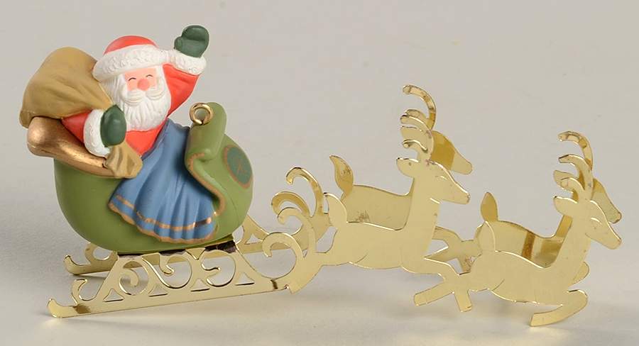 1982 Hallmark Christmas Ornaments Santa And Reindeer - Boxed by Hallmark Gold Crown-1