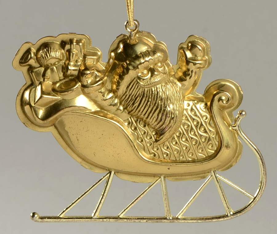 1982 Hallmark Christmas Ornaments Santa's Sleigh-Brass - No Box by Hallmark Gold Crown-1