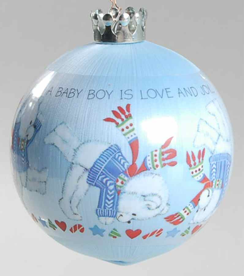1983 Hallmark Christmas Ornaments Baby's First Christmas-Boy - Boxed by Hallmark Gold Crown-1